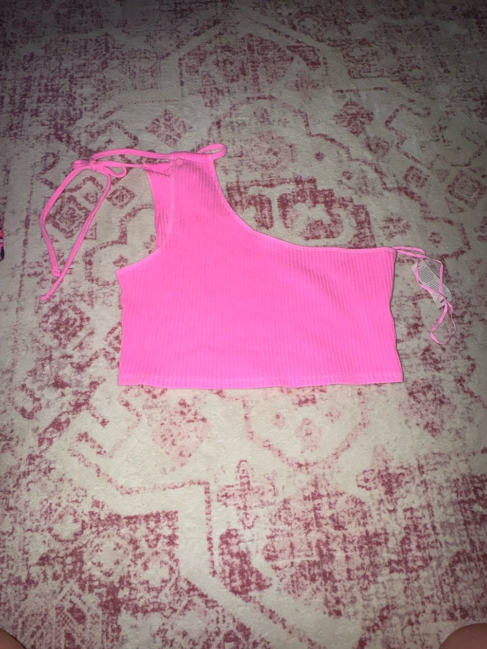 aerie Neon Pink One-Shoulder Ribbed Camisole
